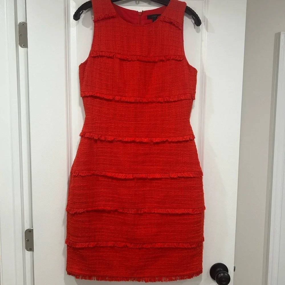 J. Crew Red Fringe Mini Dress